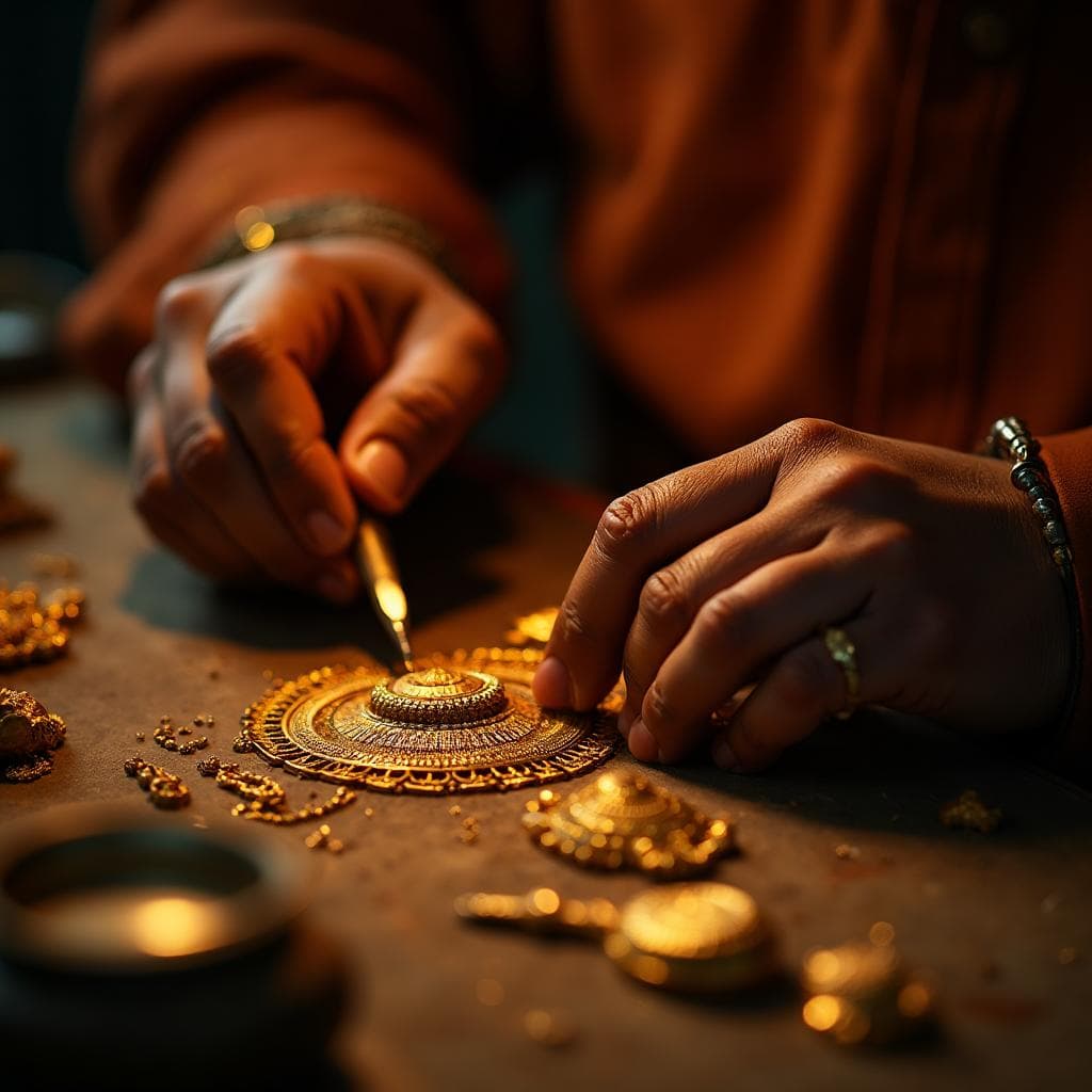 Craftsman at Shanti Jewellers creating hallmarked jewellery